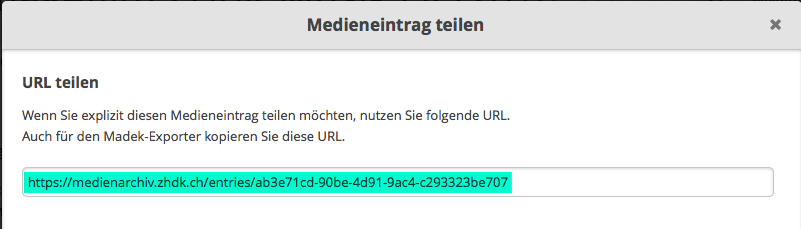 Teilen-URL auswählen